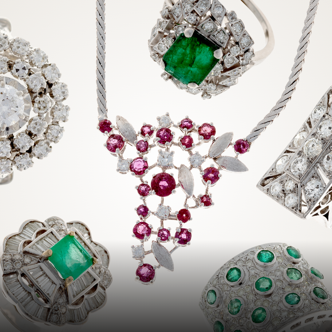 Luxury vintage jewelry featuring rare rings, exclusive necklaces, and high-end fashion pieces.
