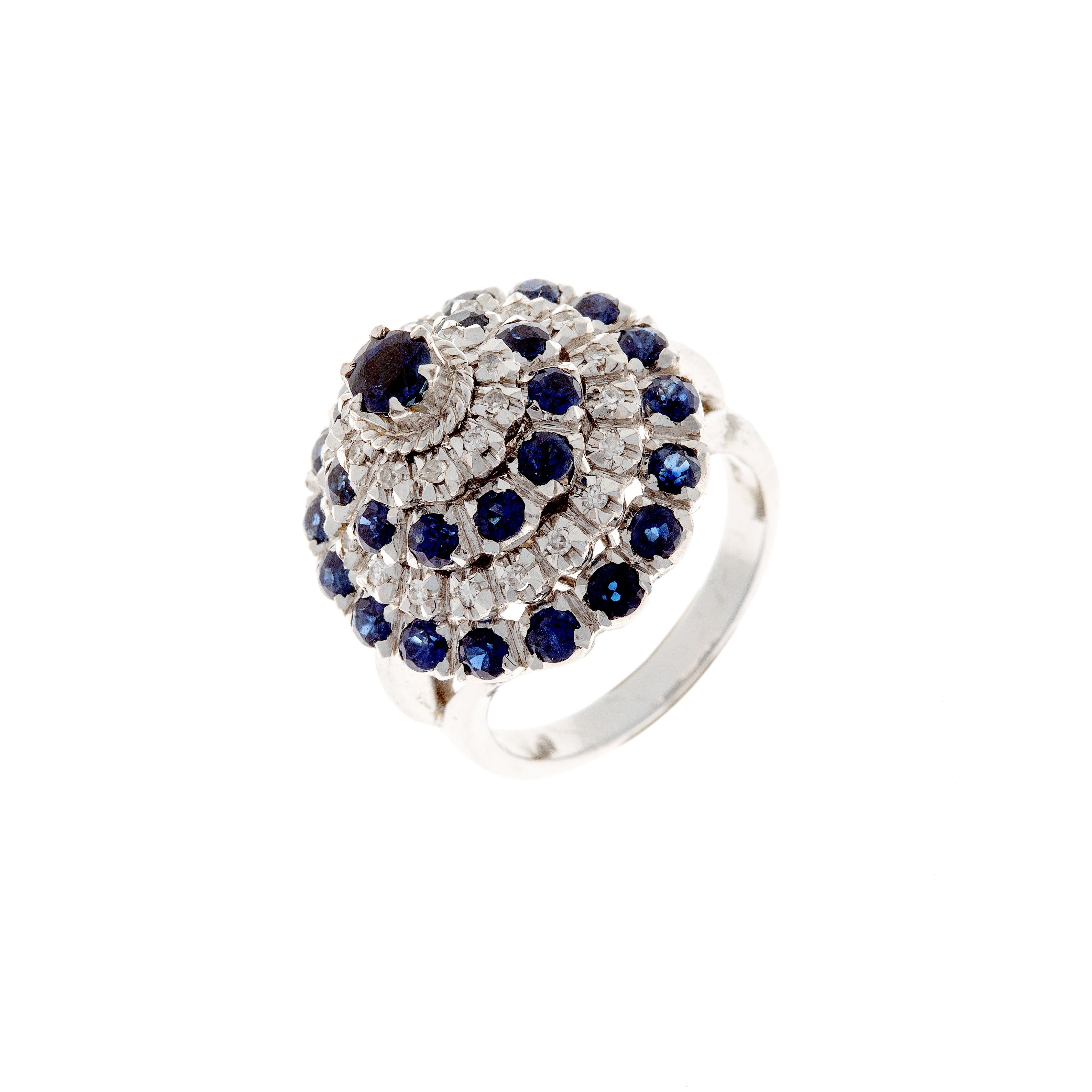 Sapphire & Diamond White Gold Cluster Ring