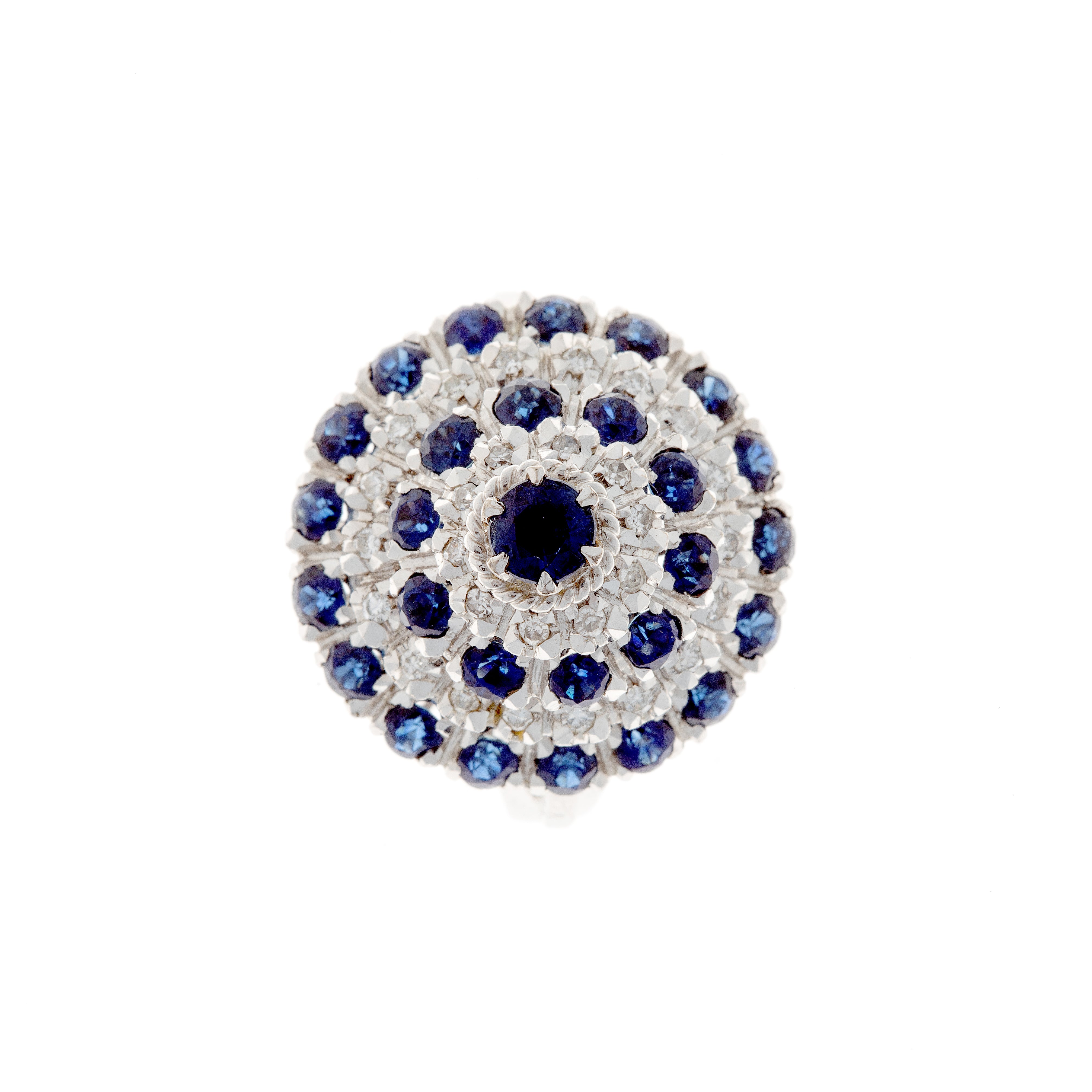 Sapphire & Diamond White Gold Cluster Ring