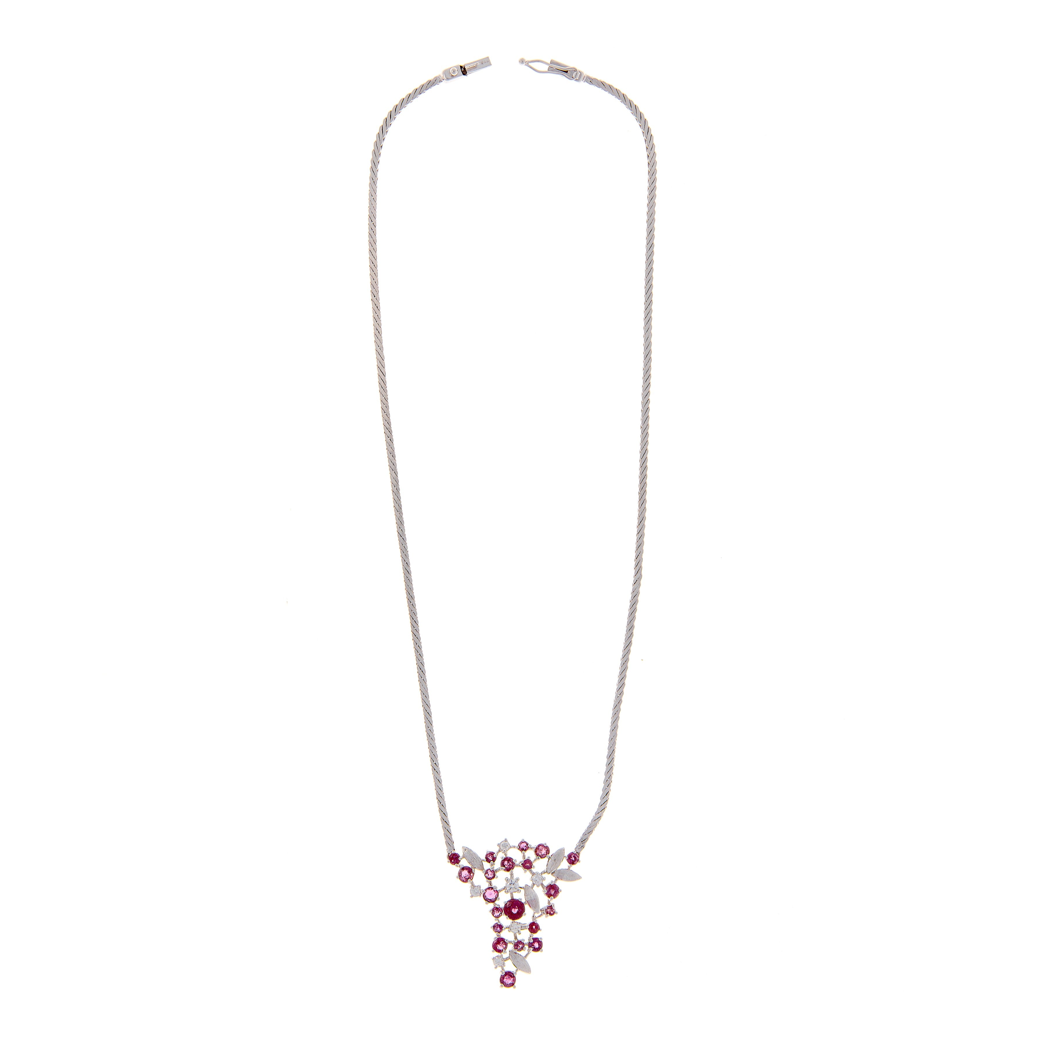 Diamond & Ruby White Gold Necklace