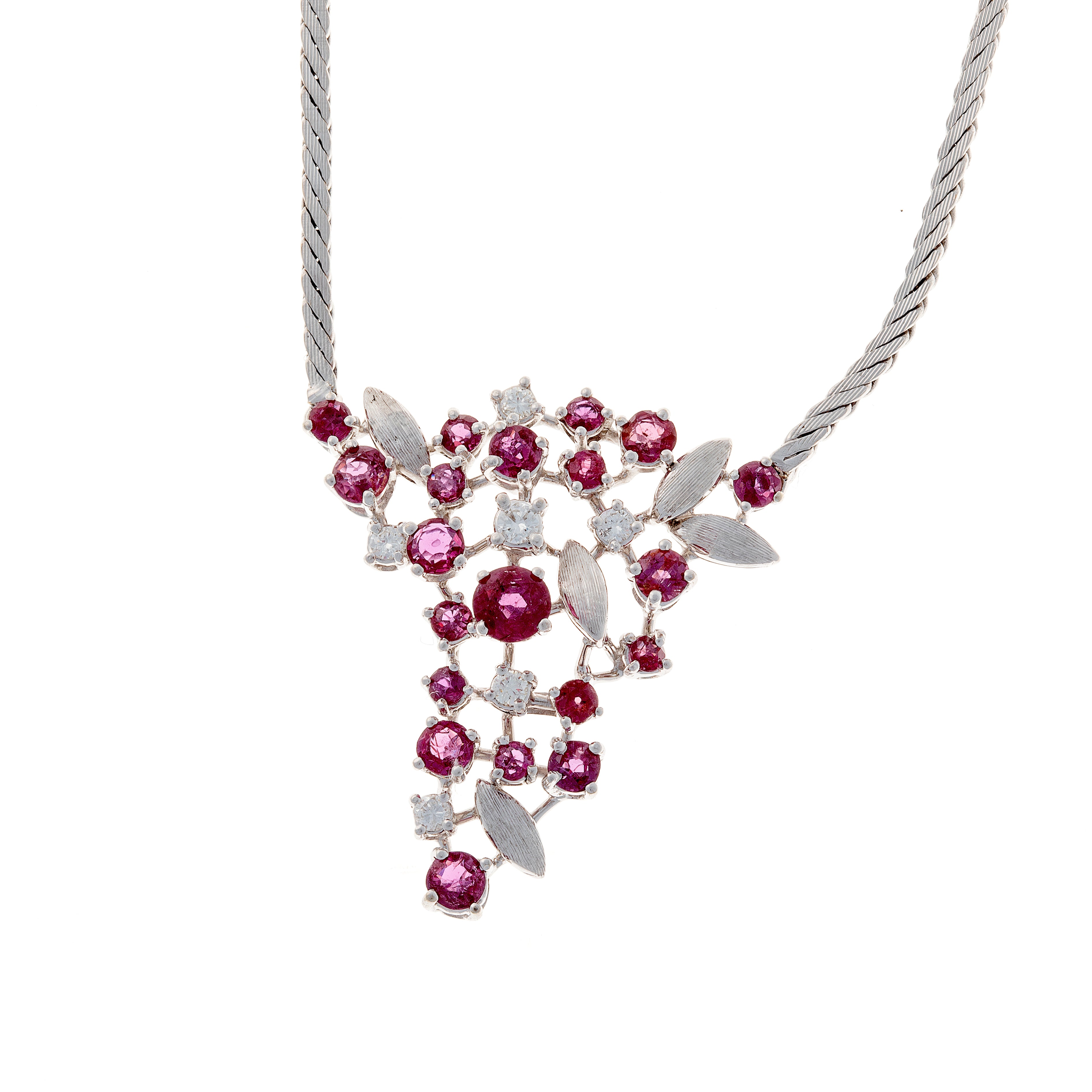 Diamond & Ruby White Gold Necklace