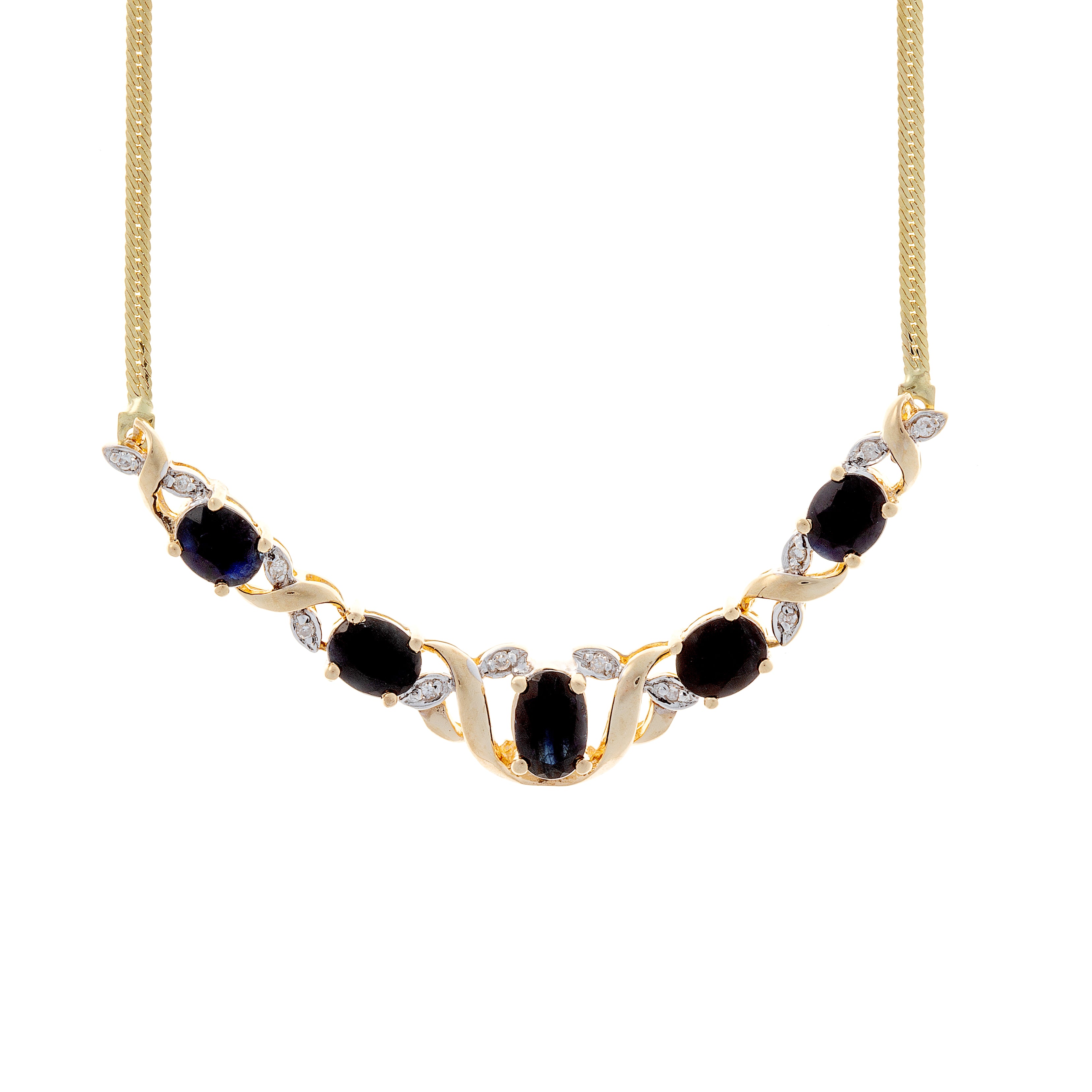 Diamond & Saphire Gold Necklace