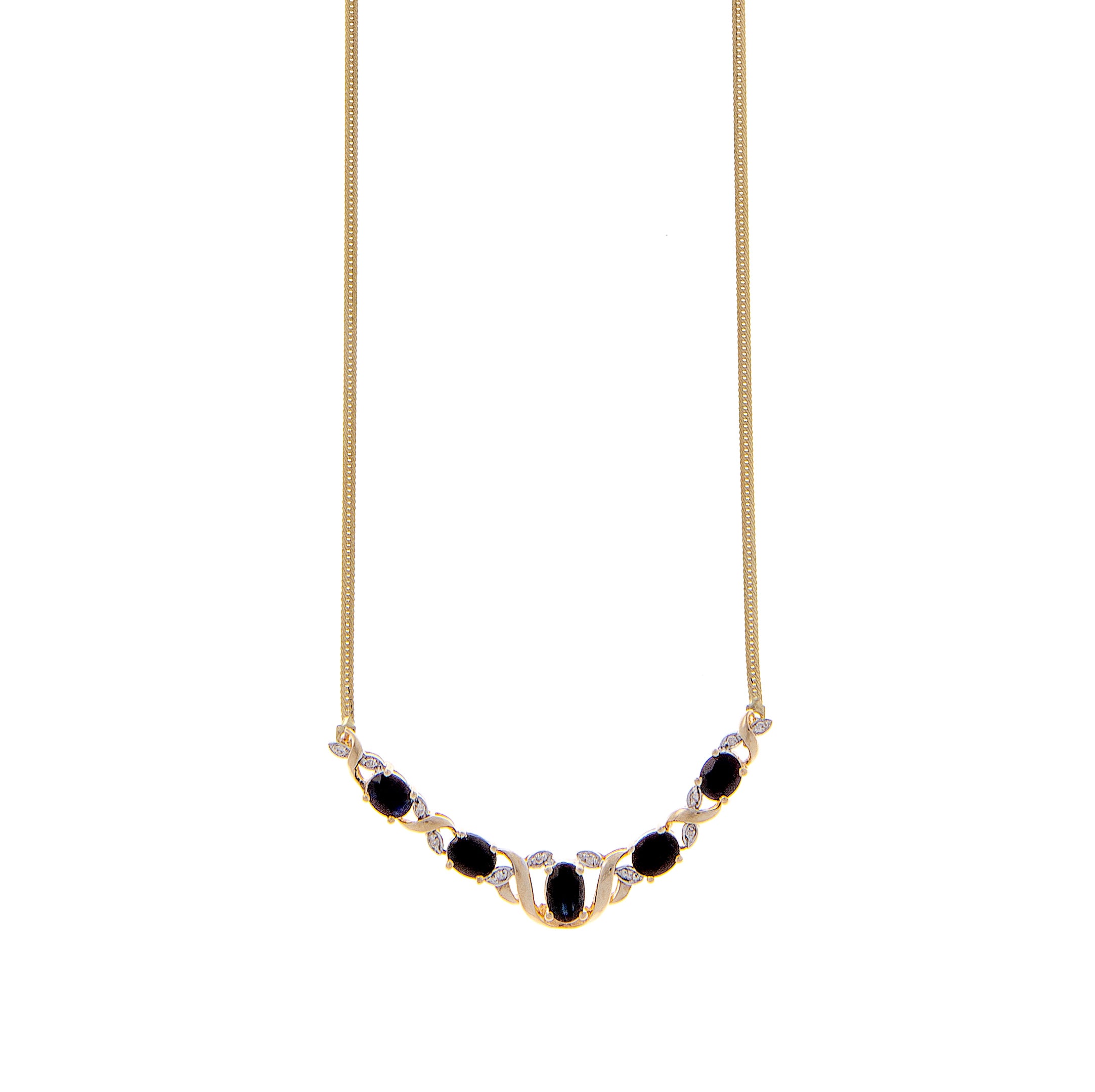 Diamond & Saphire Gold Necklace