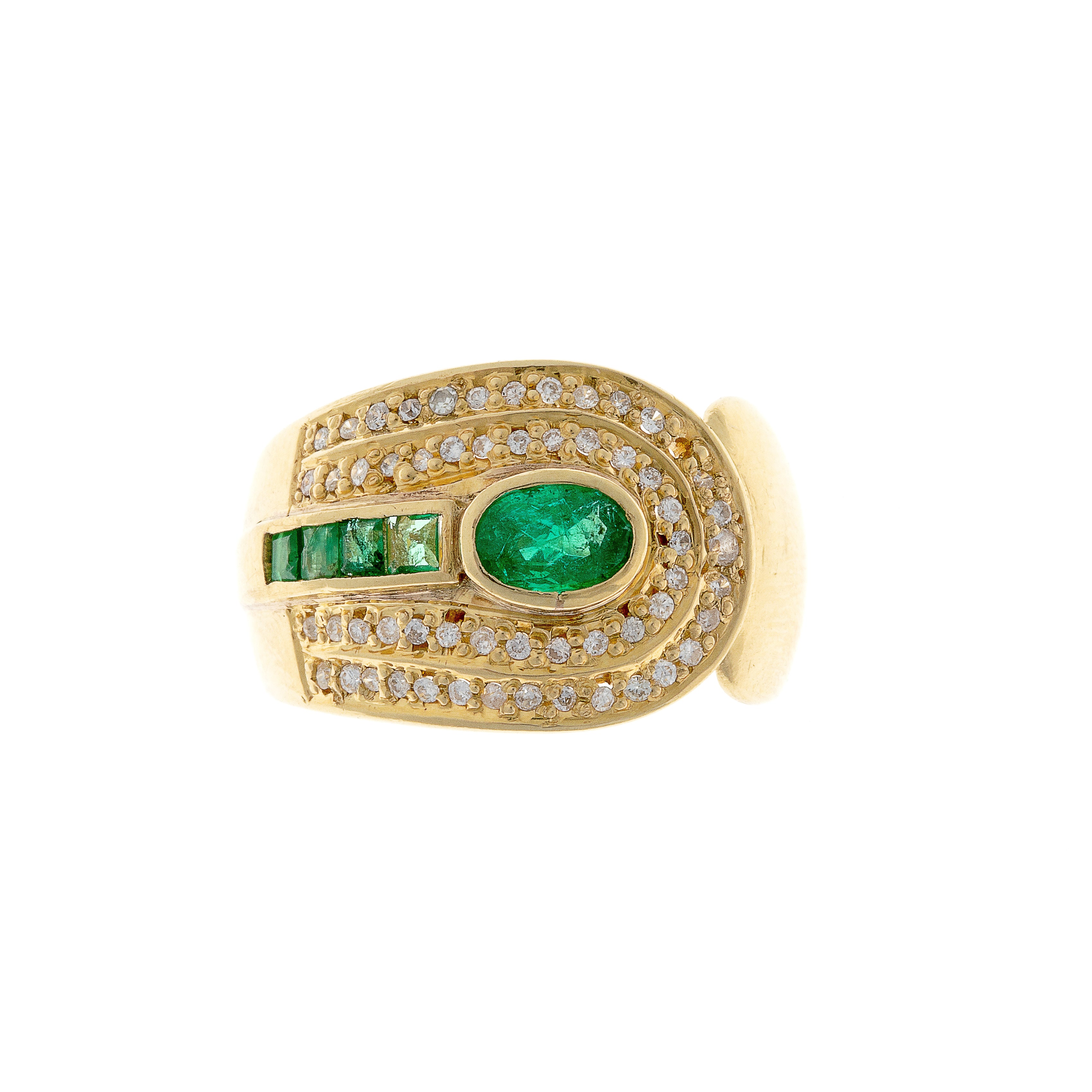 Emerald & Brilliant-cut Diamond Gold Ring