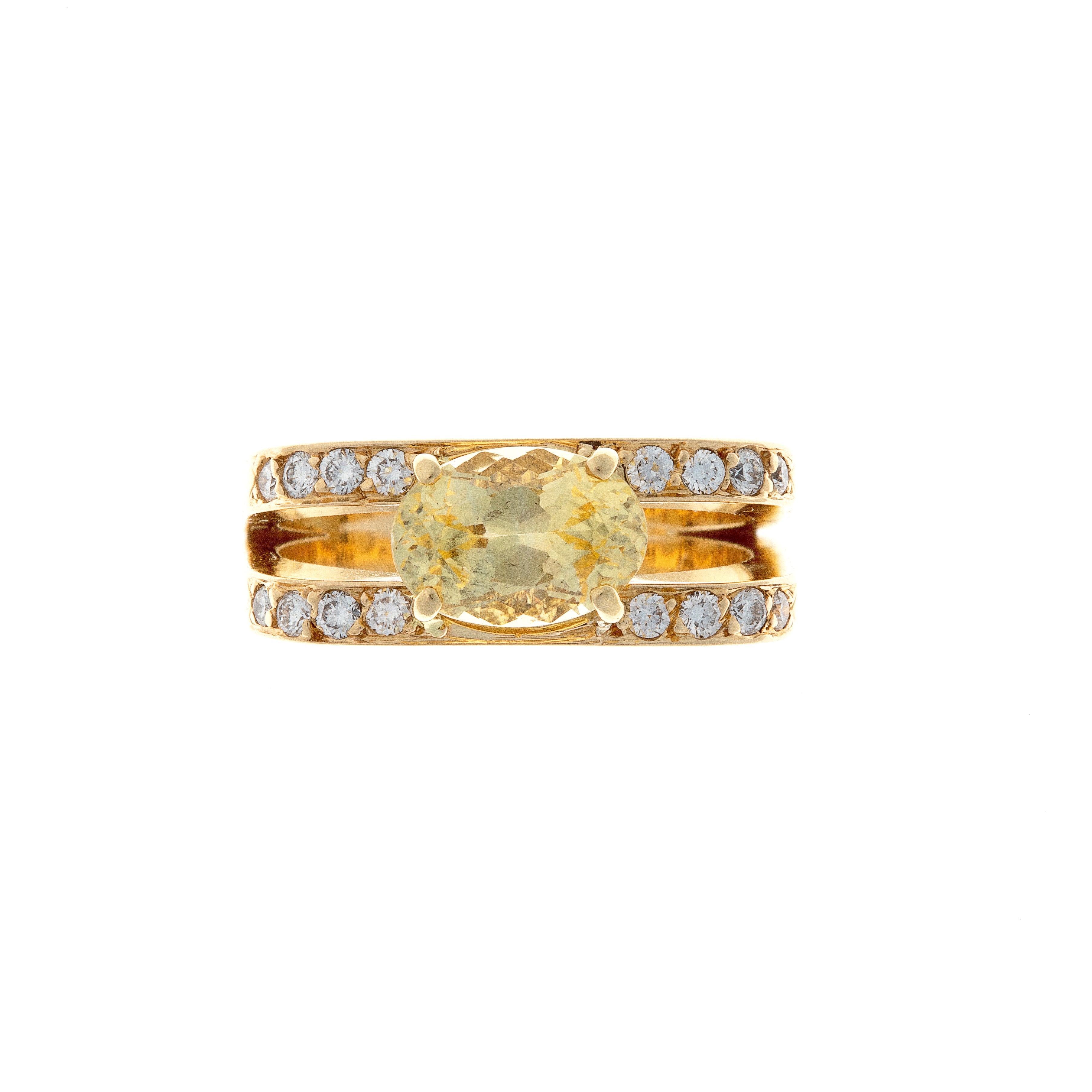 Yellow Sapphire & Diamond Gold Ring