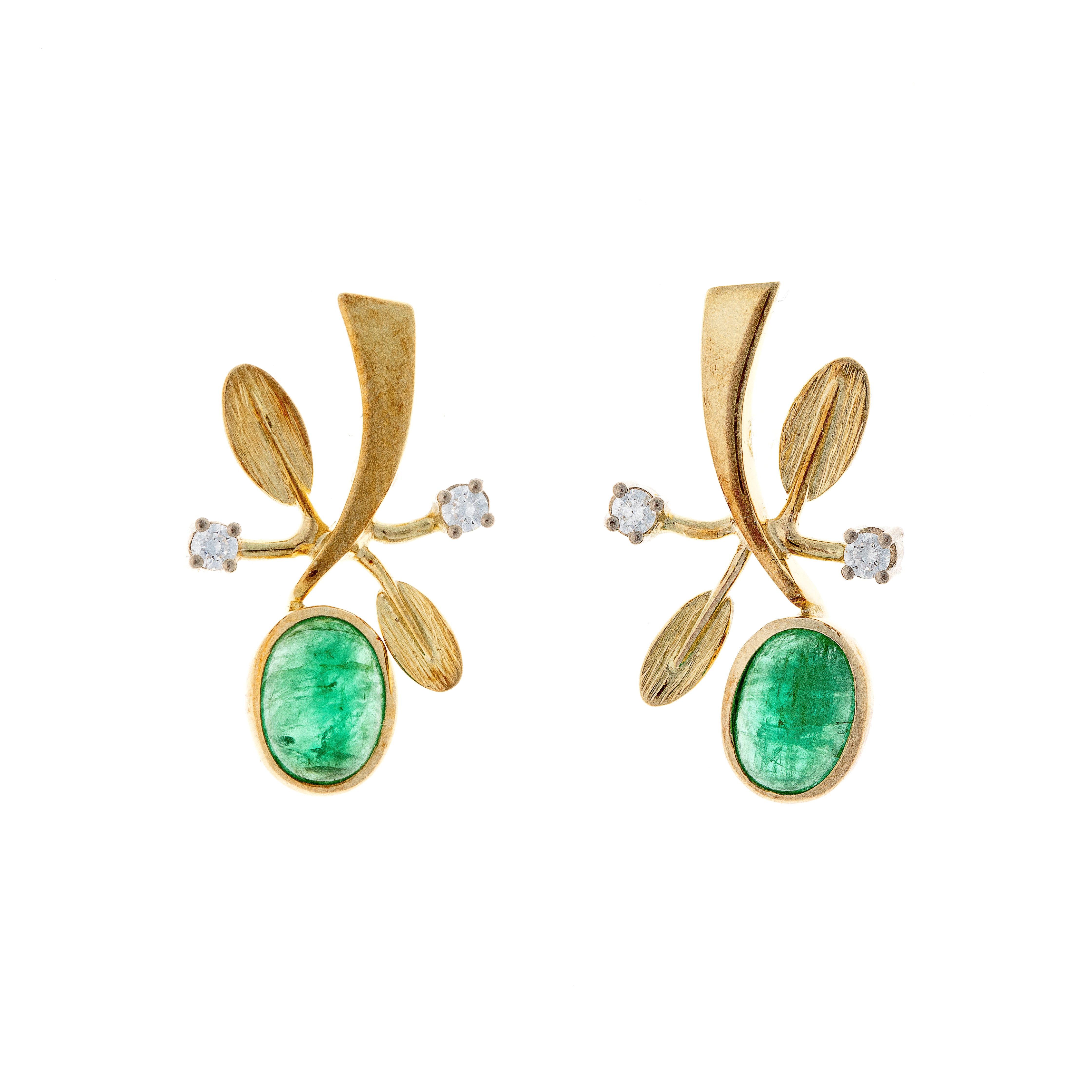 Buchwald Emerald & Diamond Gold Earrings