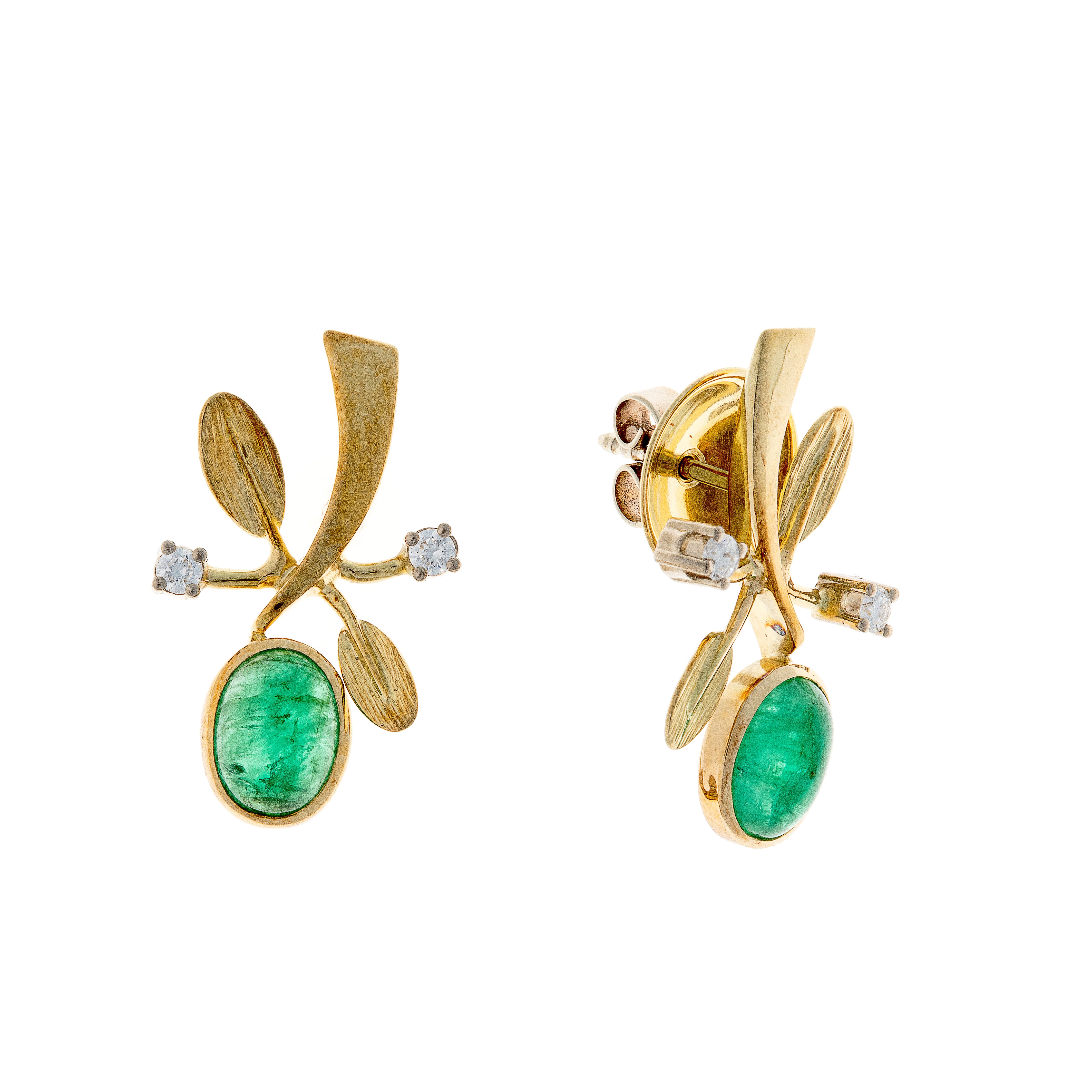 Buchwald Emerald & Diamond Gold Earrings