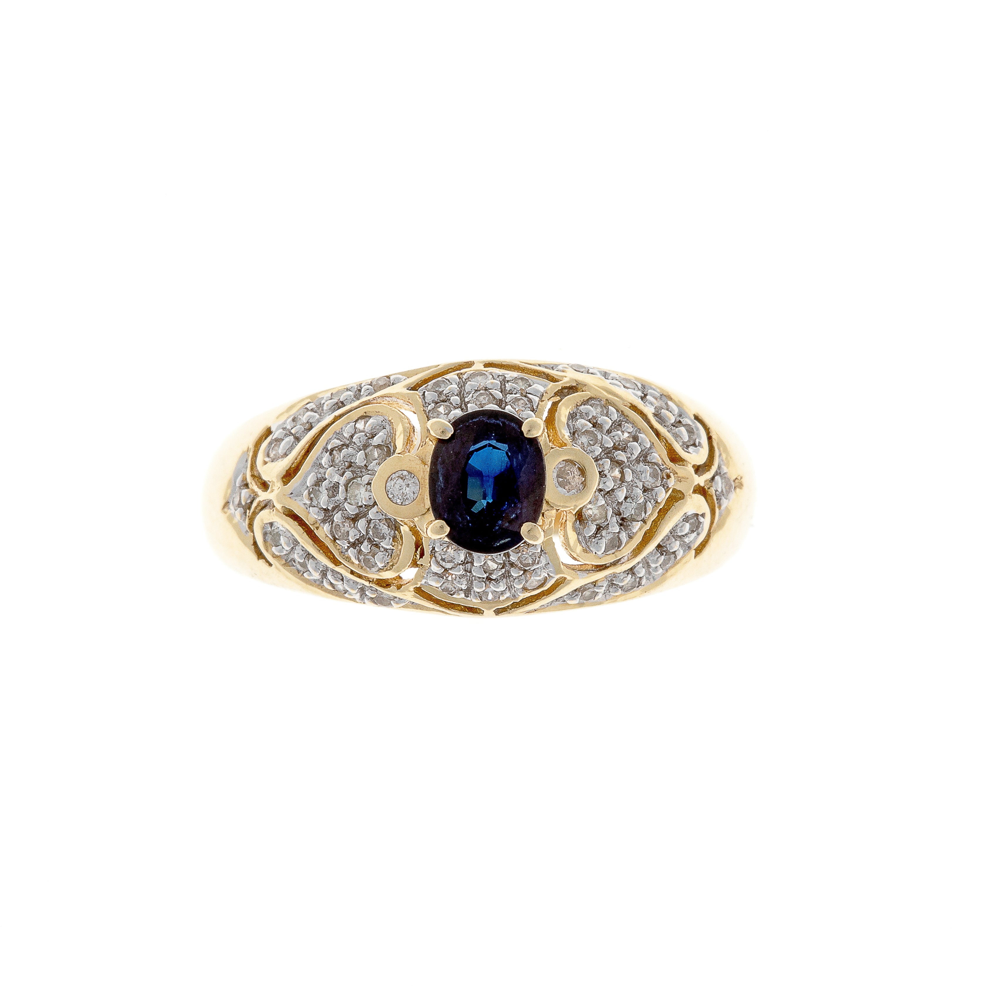 Sapphire & Diamond Gold Dome Ring