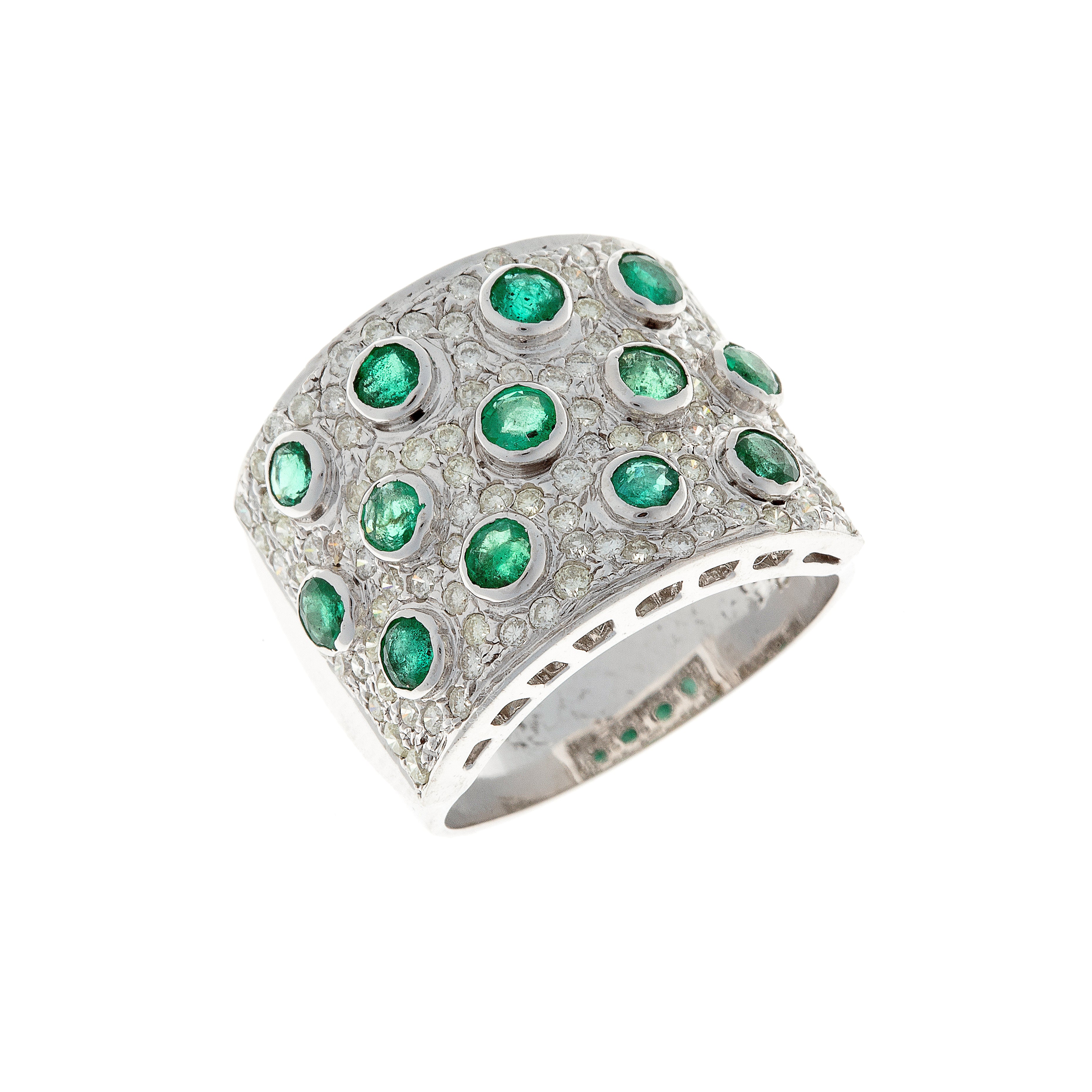 Emerald & Diamond White Gold Ring