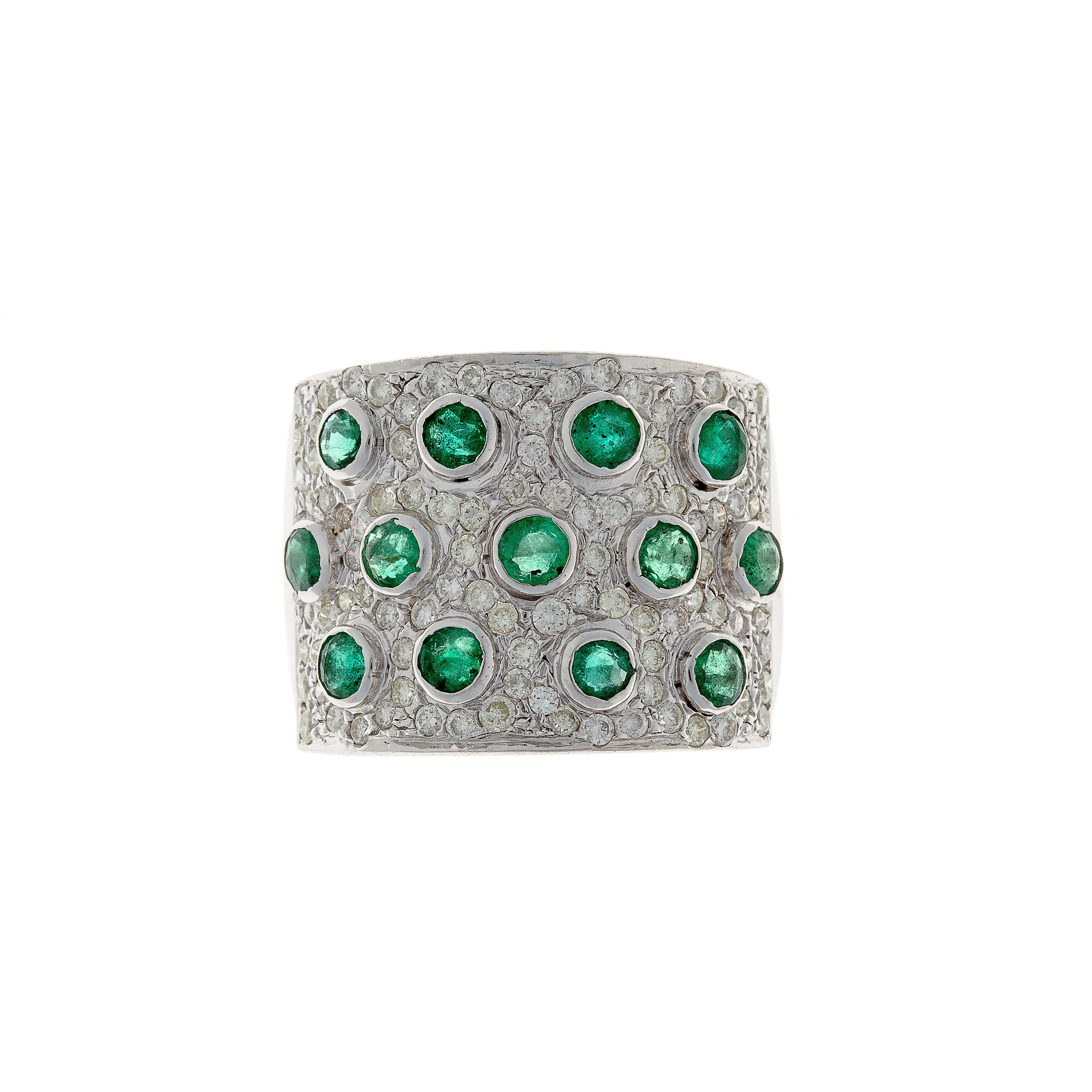 Emerald & Diamond White Gold Ring