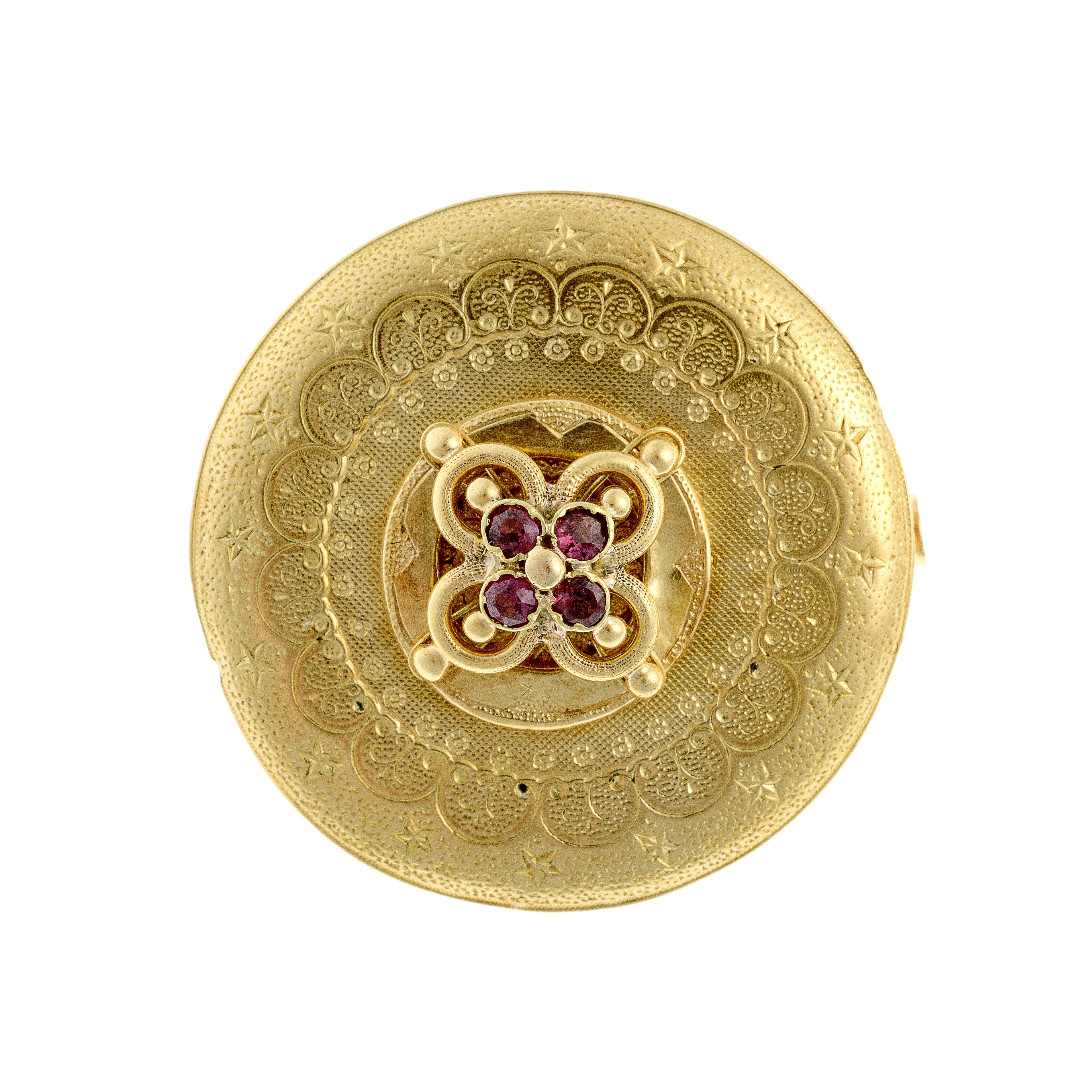 Classic Gold Brooch with Garnets