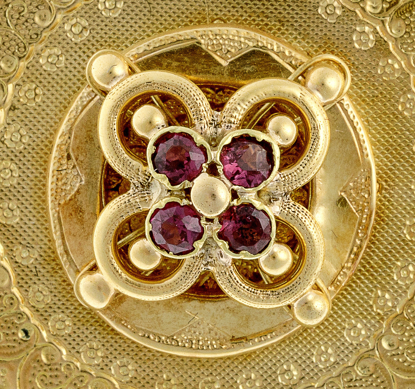 Classic Gold Brooch with Garnets