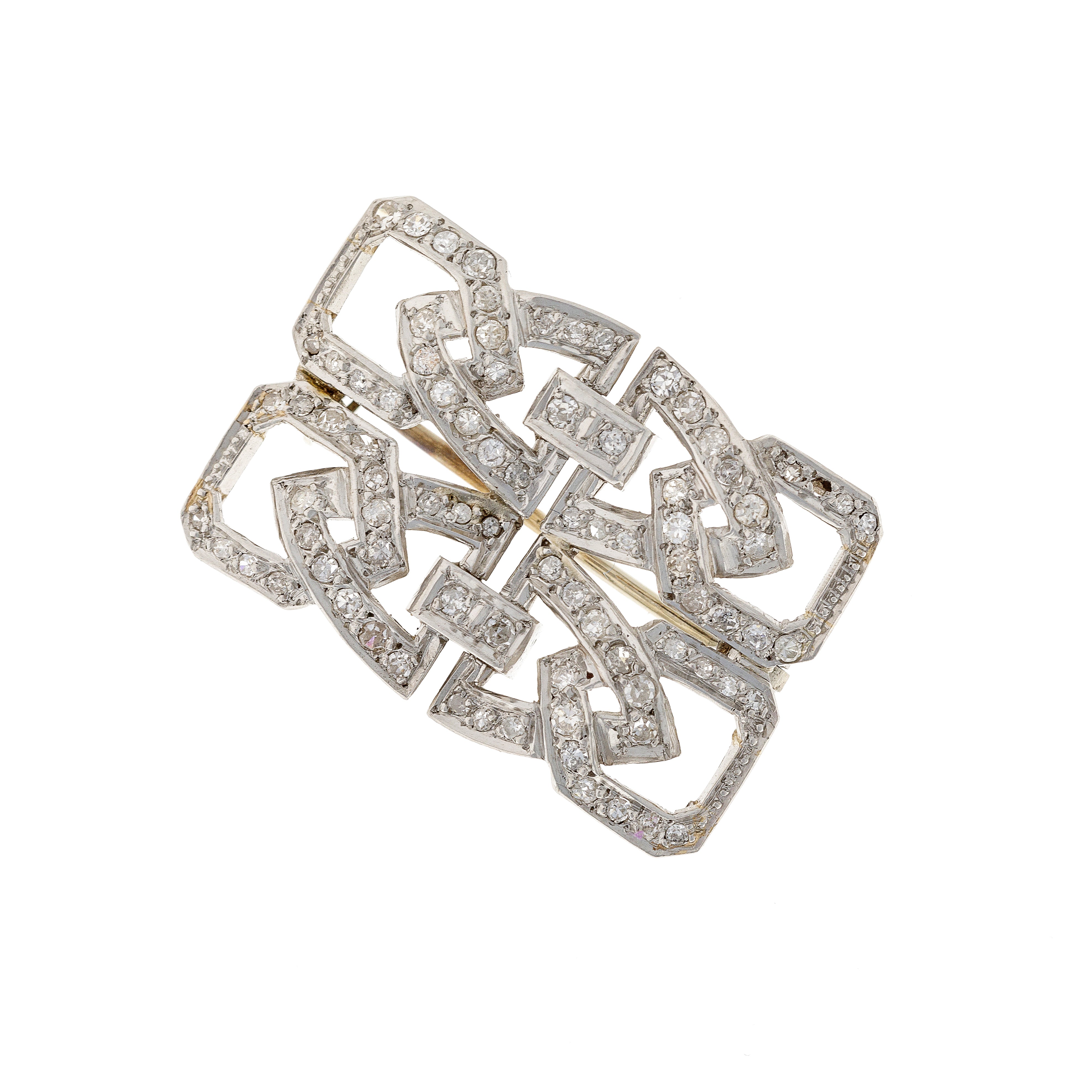 White Gold Art Deco Brooch with Diamonds