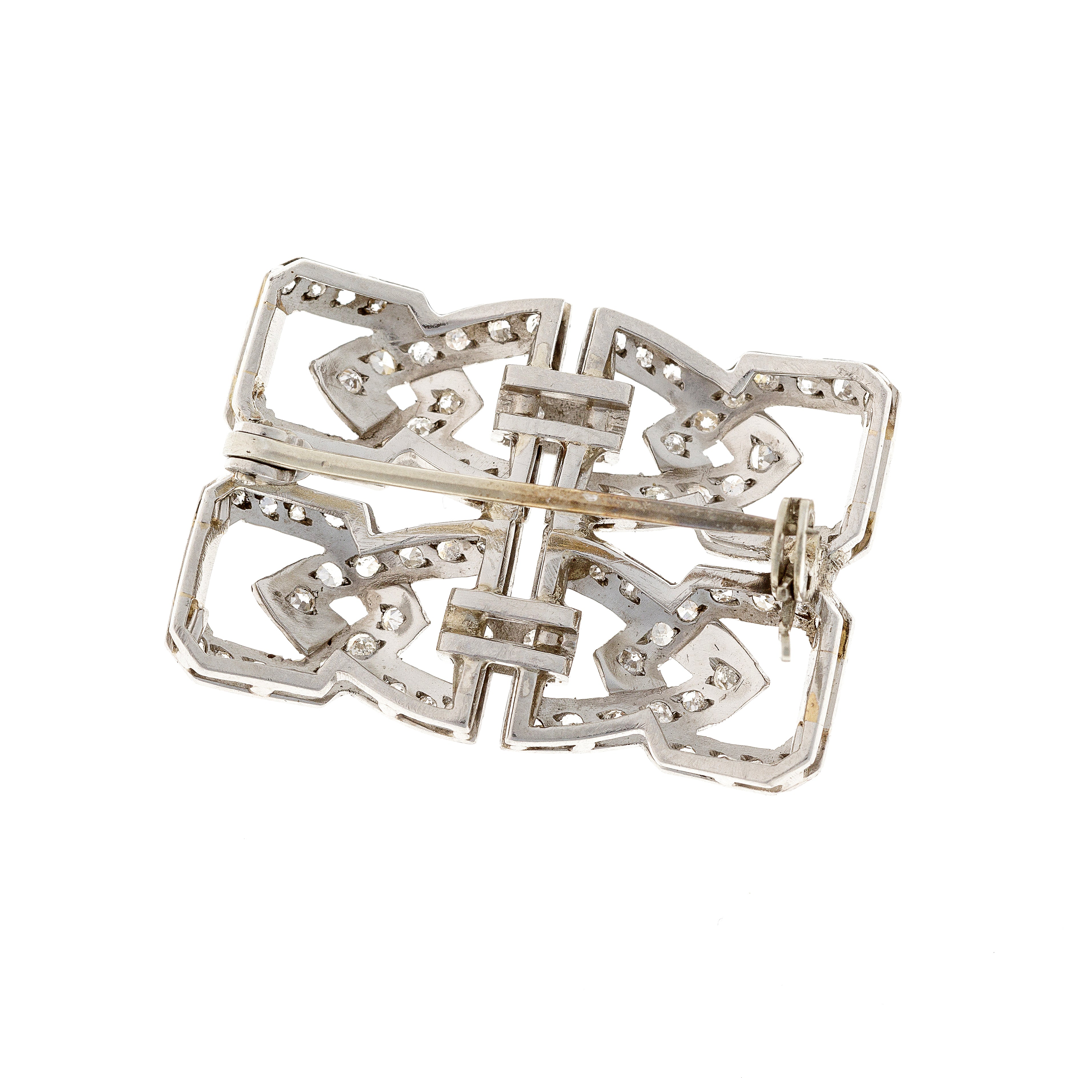 White Gold Art Deco Brooch with Diamonds