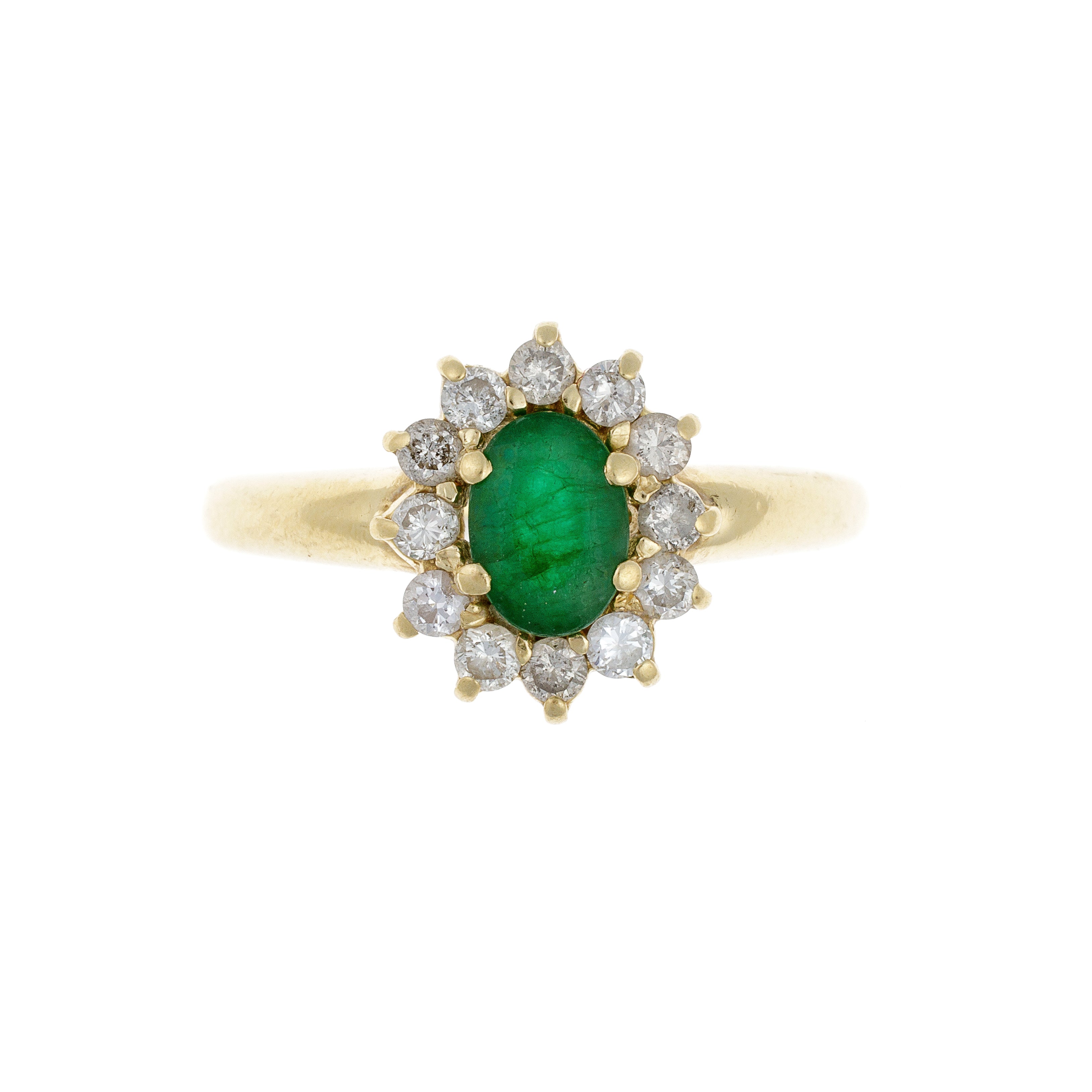 Diamond & Emerald Gold Flower Ring