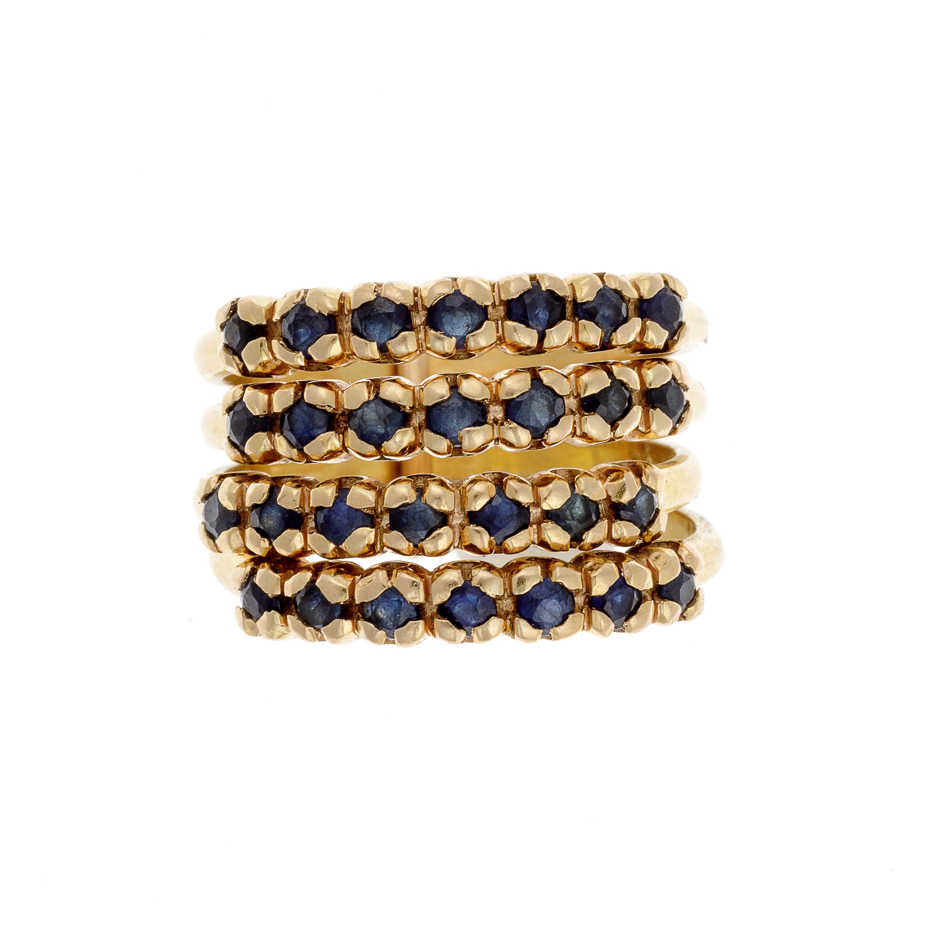 Sapphire Multi-Row Gold Ring