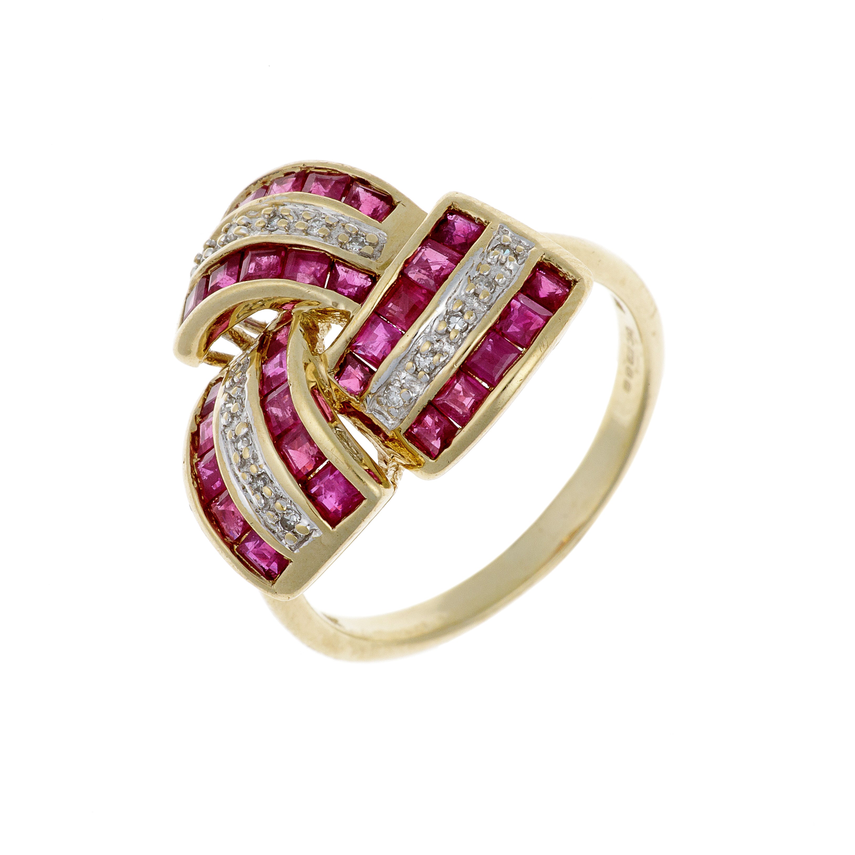 Bespoke Tank Diamond & Ruby Gold Ring