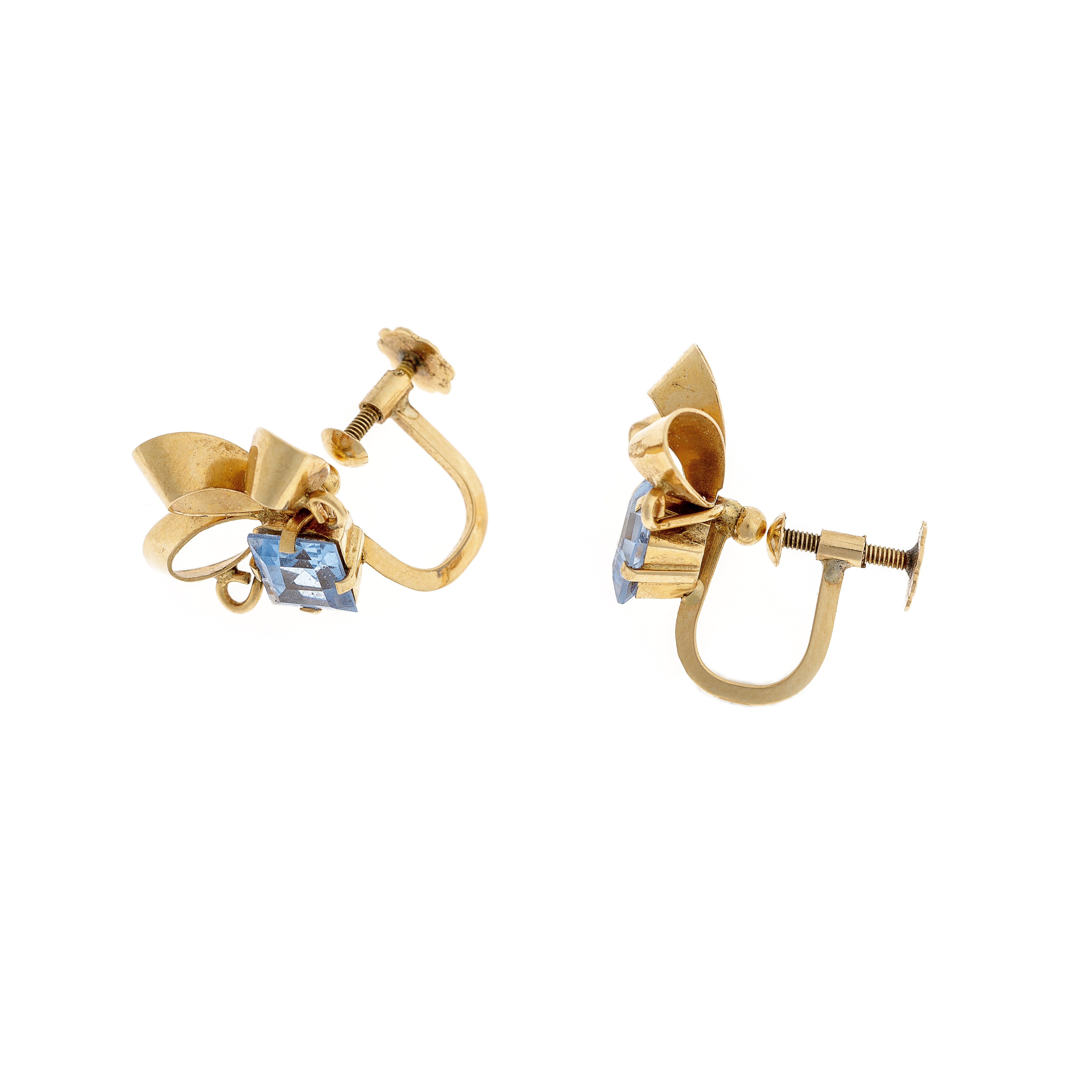 Blue Spinel Gold Fleur-De-Lis Earrings