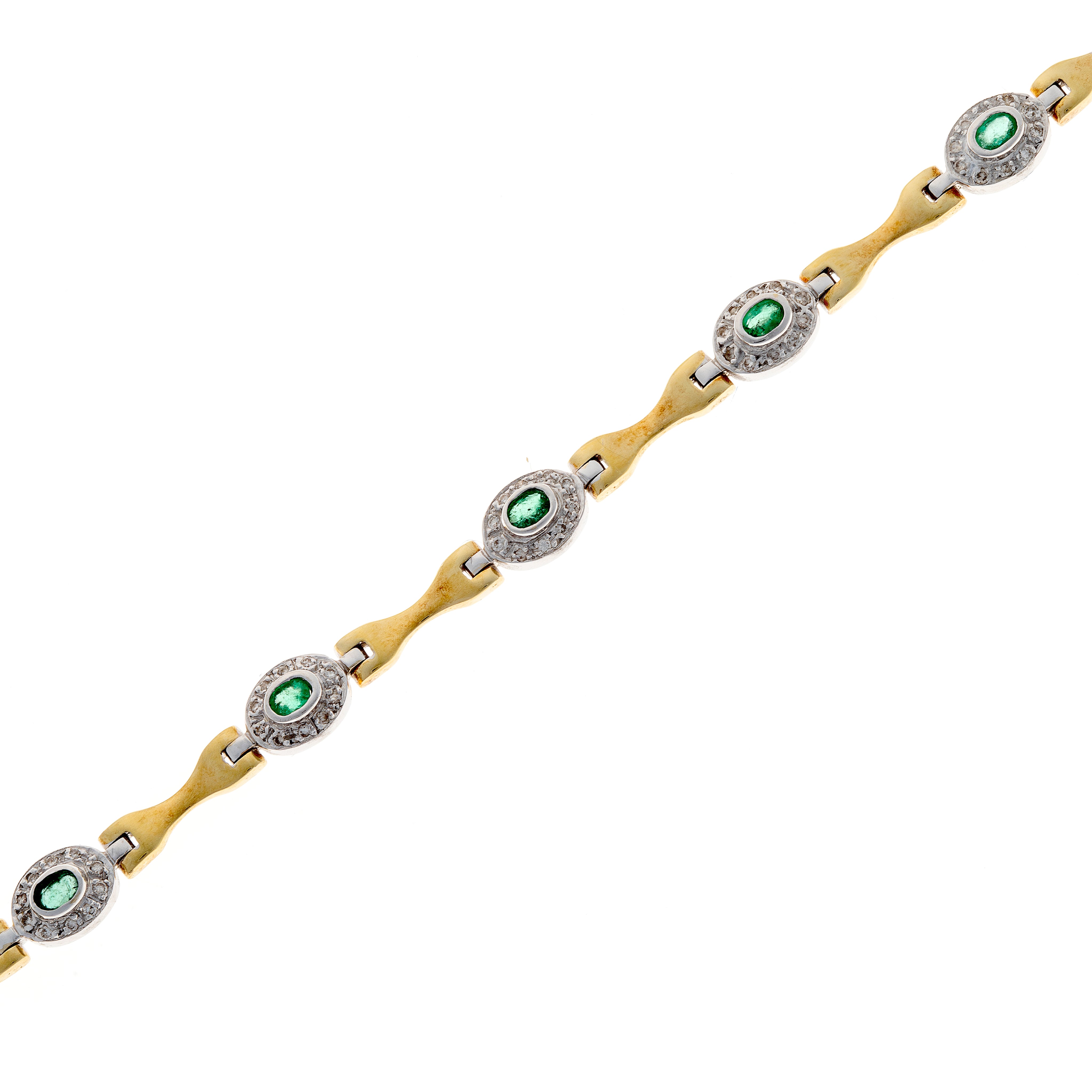 Two-Tone Gold Bracelet with Emeralds & Diamonds