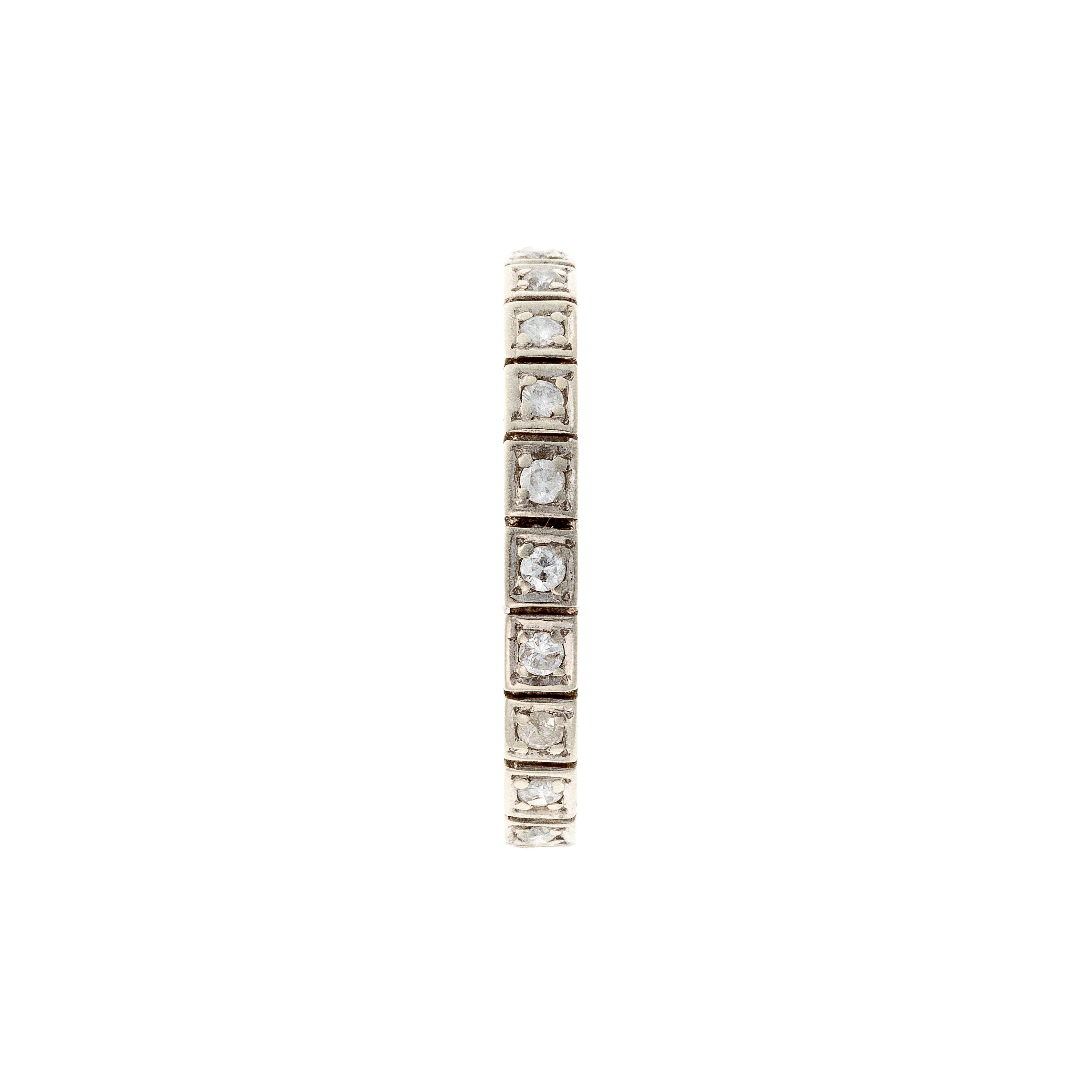 Side of the Art Deco white gold geometric diamond eternity ring.