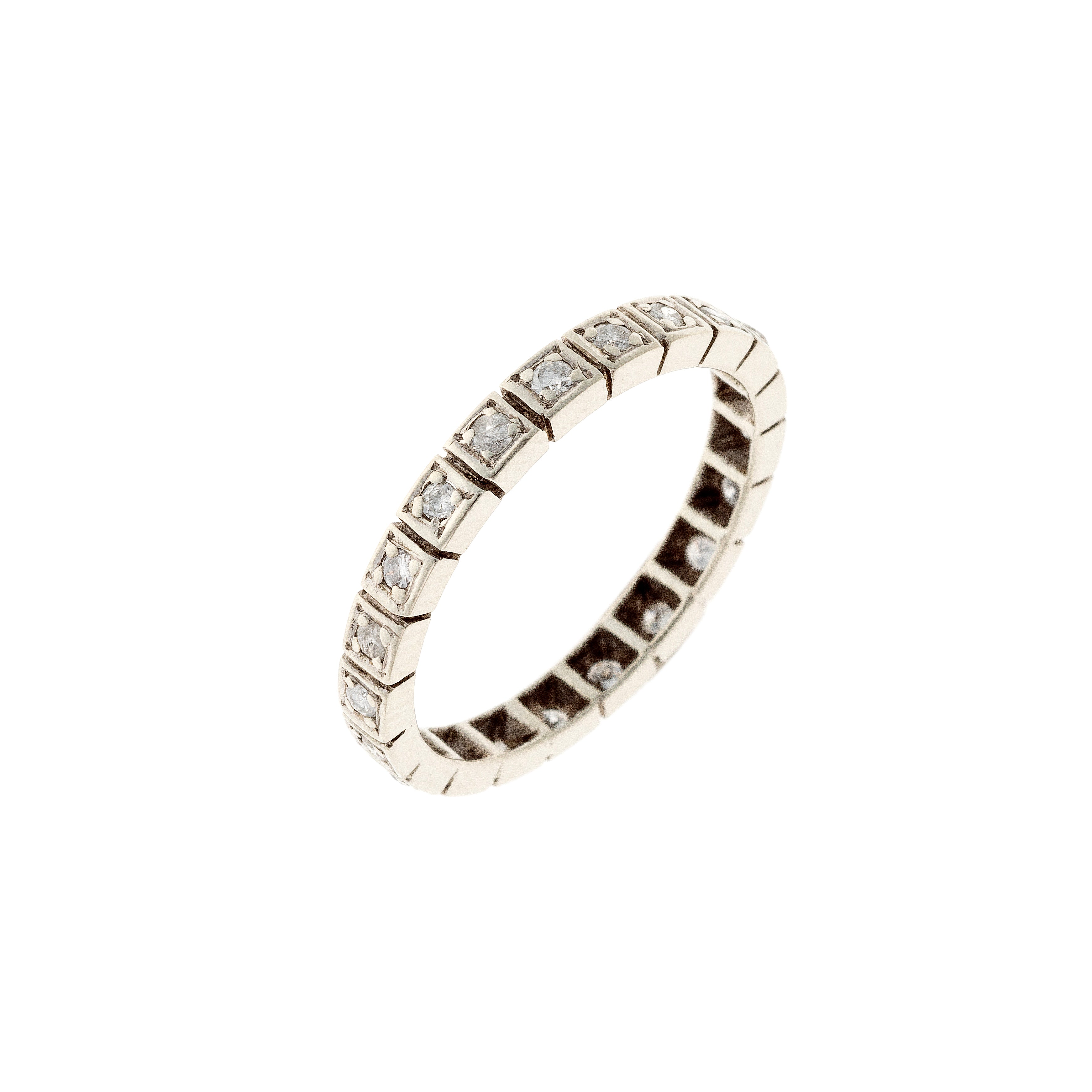 Art Deco white gold geometric diamond eternity ring.