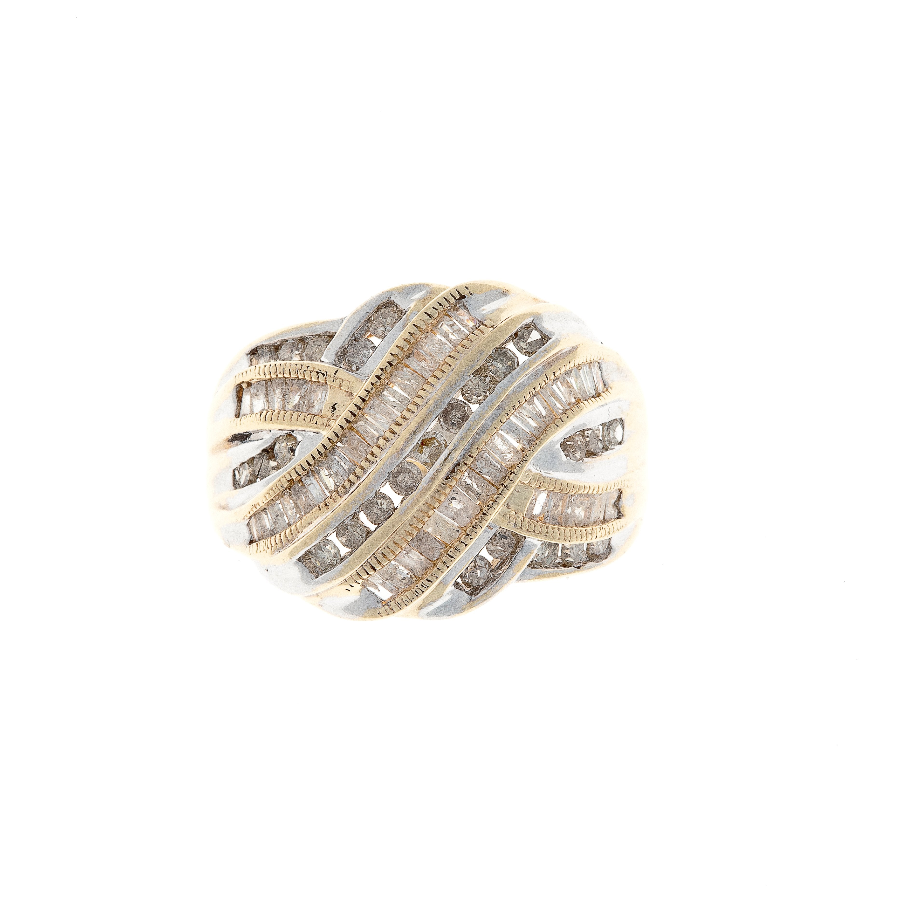 Diamond Gold Band Ring with 69 diamonds in an intricate French-crafted 9k gold design
