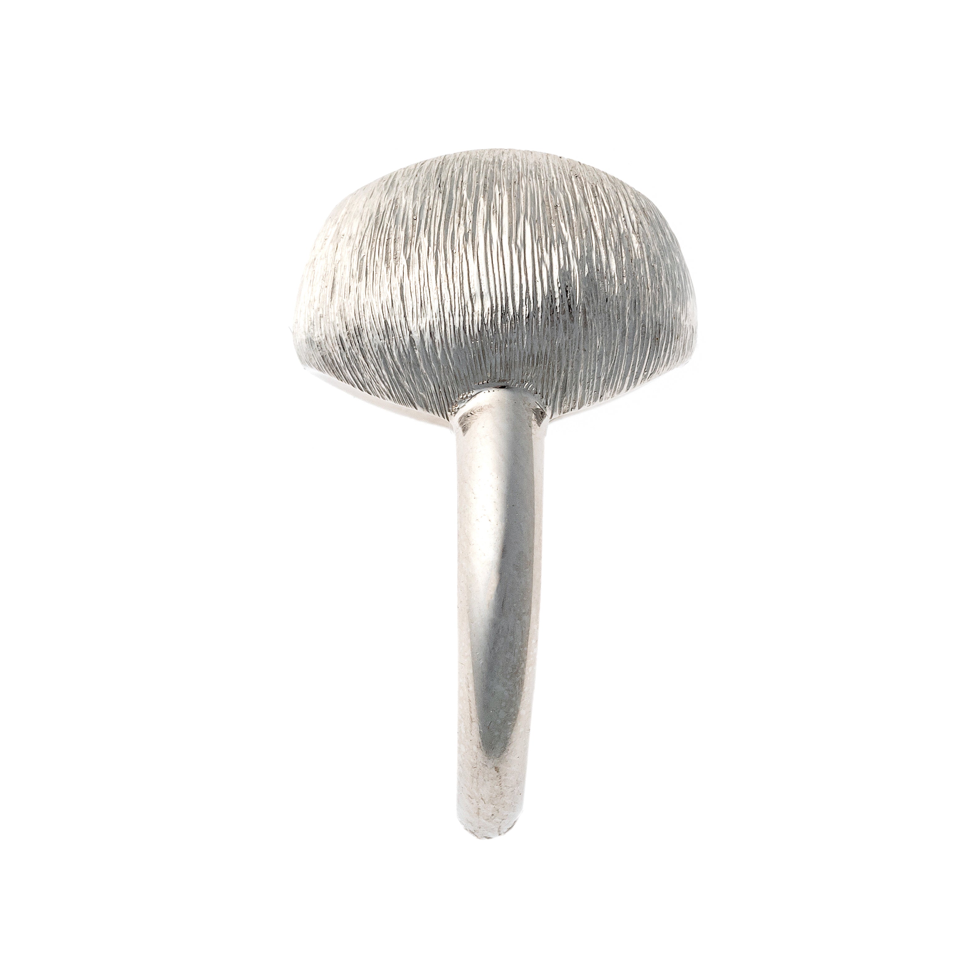 Side of the Mid-Century white gold pavé diamond dome cocktail ring. 