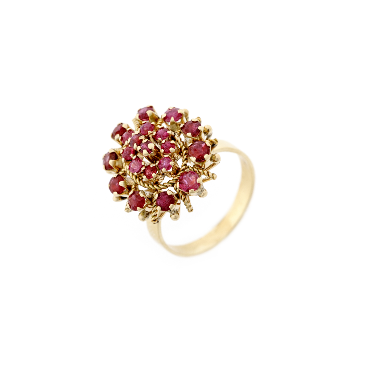 Ruby Cluster Gold Cocktail Ring