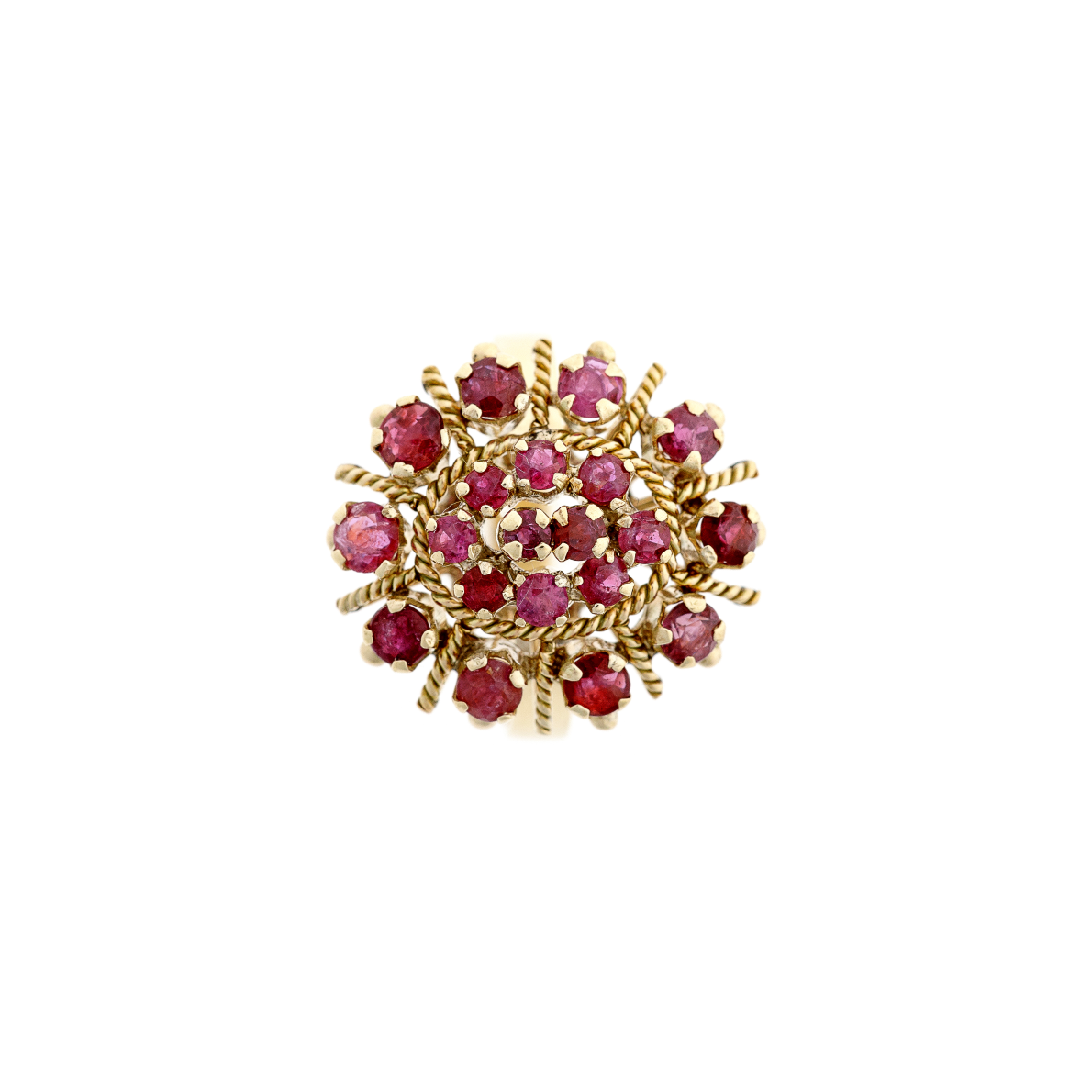 Ruby Cluster Gold Cocktail Ring