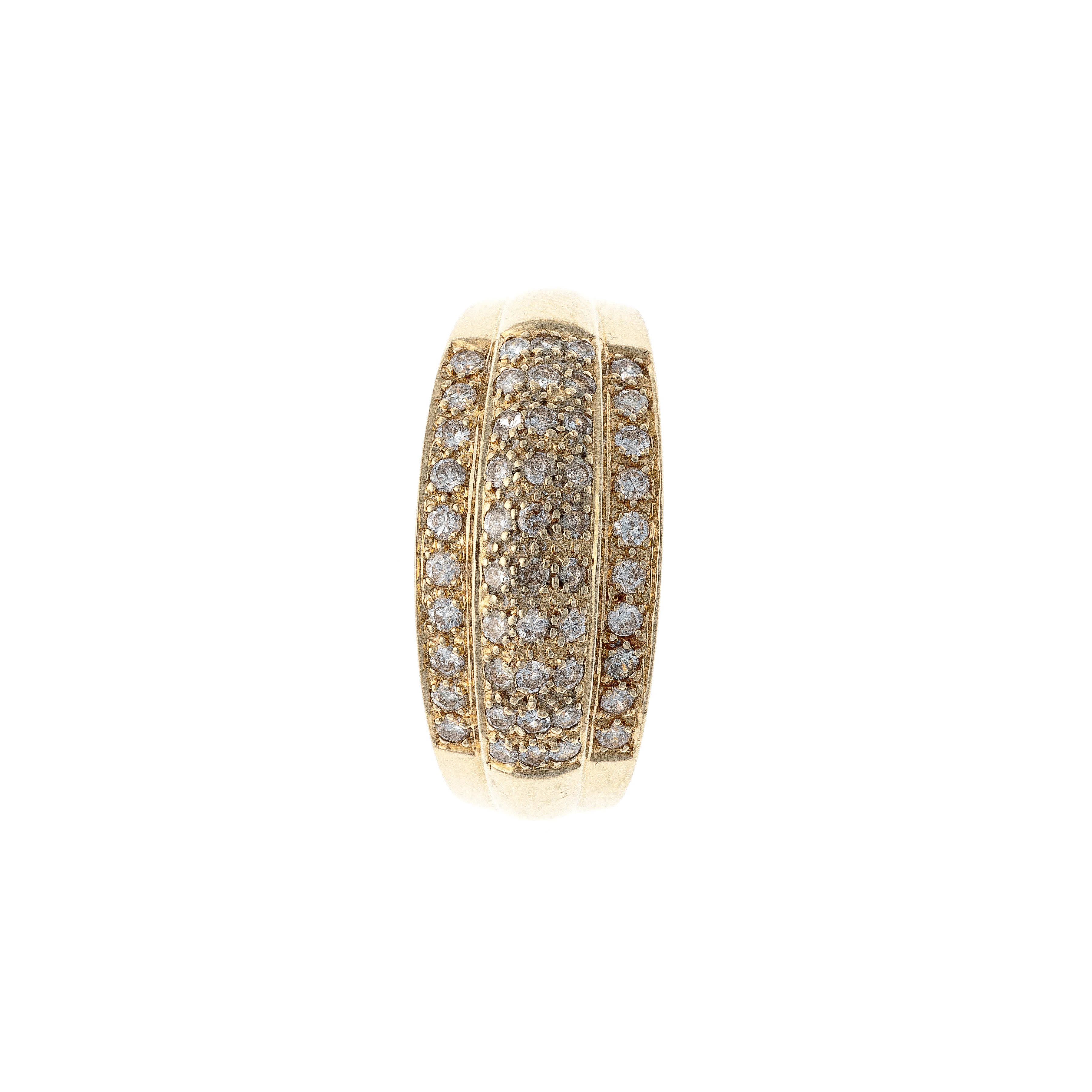 Top of the vintage gold pavé diamond domed band ring.
